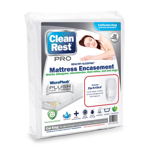 CleanRest PRO Mattress Encasement, 100% Polyester, Cal King, 72x84, Depth up to 18", White